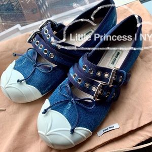Authentic MiuMiu denim ballet flat